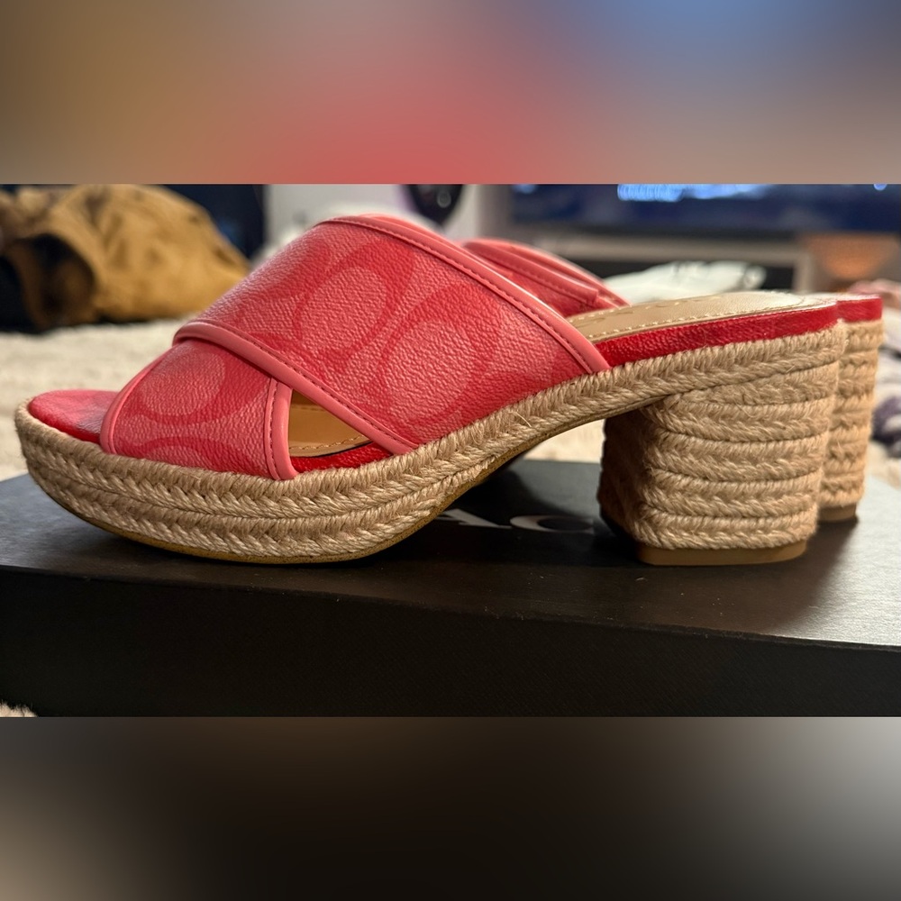 Coach Women's Pink Espadrille Wedge Sandals - Picture 7 of 9